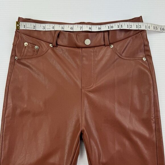 TAGOO Faux Leather Pants Women’s Small Brown High Rise Skinny Stretch Pull-On - Picture 9 of 9